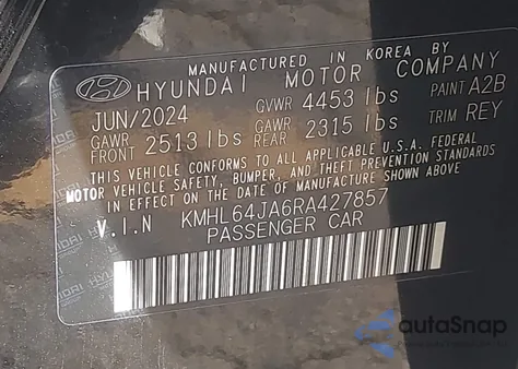 2024 Hyundai Sonata Sel z USA, uszkodzony, nr VIN KMHL64JA6RA427857